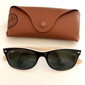 Ray Ban New Wayfarer Color Mix Sunglasses Black & Ivory RB2132